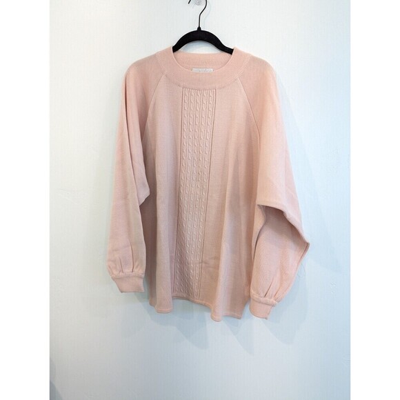 Vintage Schroder Wool Blend Cable‎ Knit Sweater Pink Plus Size 2X - Picture 2 of 10